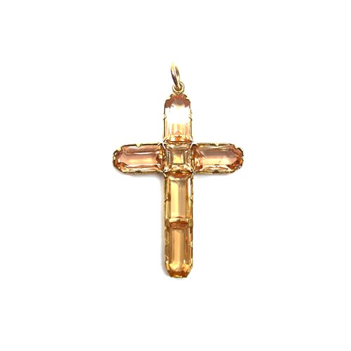 Antique topaz cross pendant, English c.1800